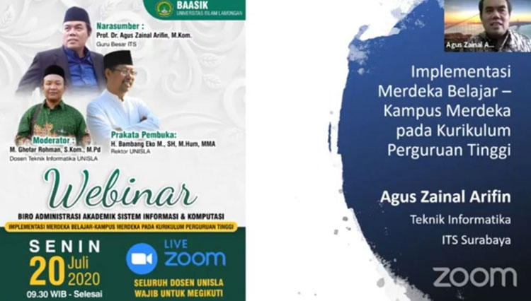Prof Agus Zainal Arifin, menyampaikan materi dalam webinar implementasi merdeka belajar-kampus merdeka pada kurikulum perguruan tinggi”, Senin, (20/7/2020). (FOTO: Ja’far Shodiq/AJP TIMESINDONESIA)