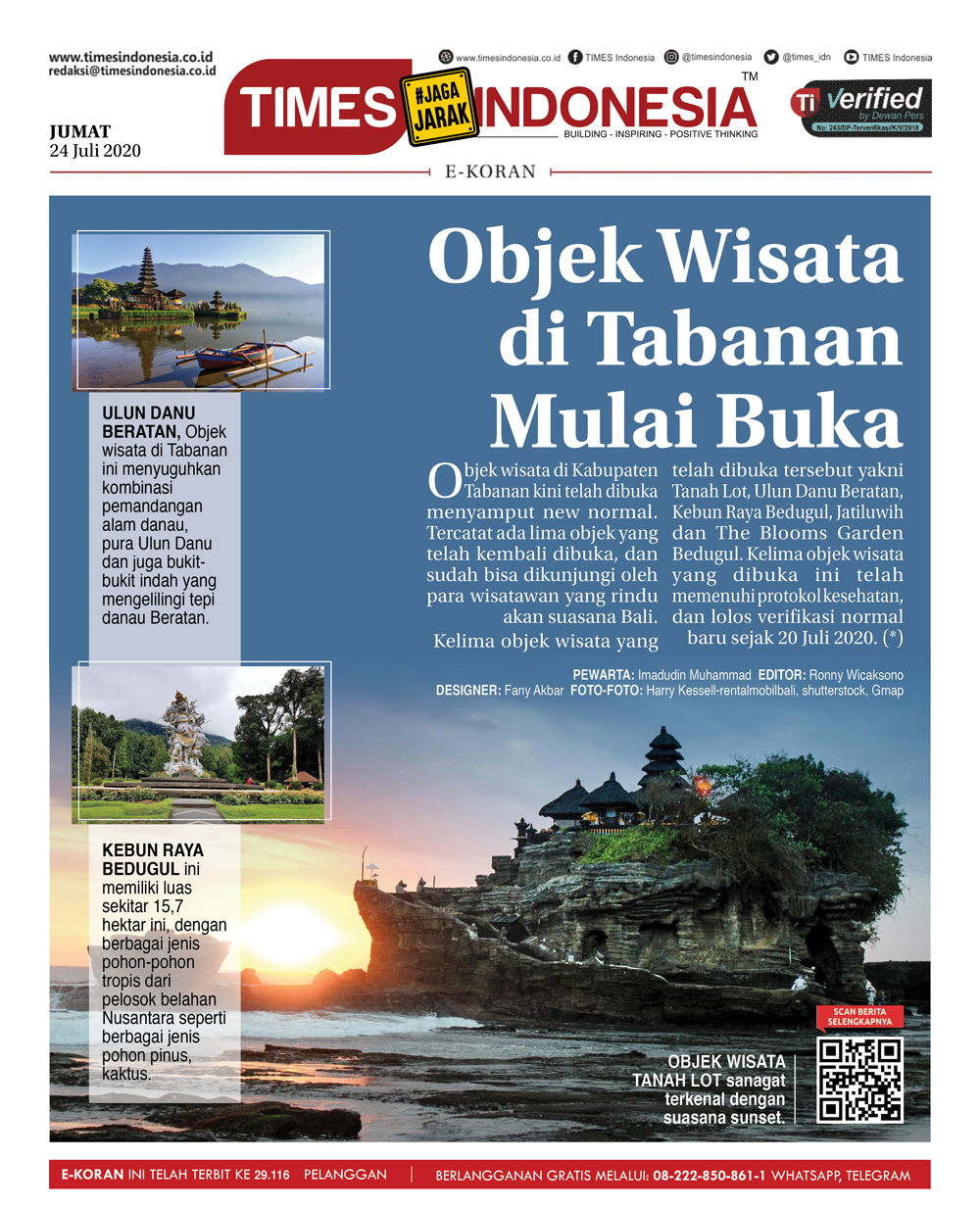 Mulai Dibuka, 5 Objek Wisata Tabanan Bali Ini Sudah Terapkan Protokol Kesehatan | Times Indonesia
