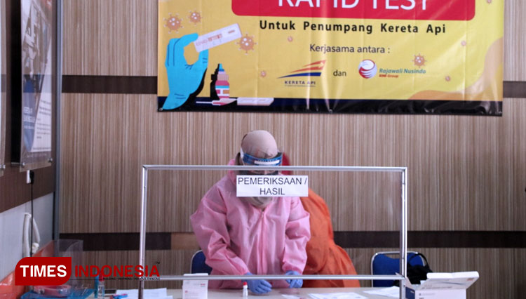 Ruang untuk rapid test di hall stasiun Purwokerto siap melayani pelanggan KA. (FOTO: Humas KAI Daop 5 Purwokerto for TIMES Indonesia)