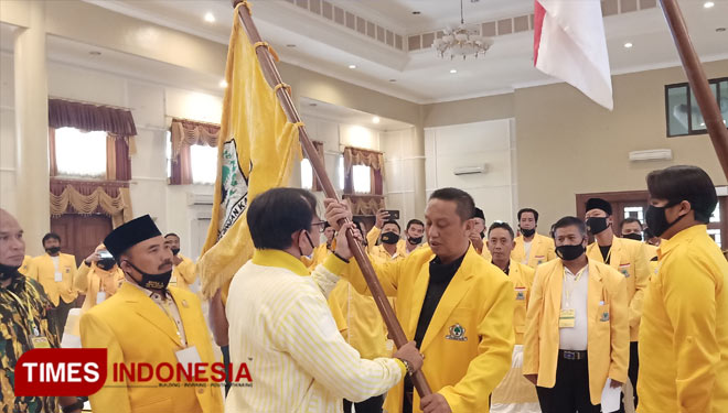 Racmat Taufik kembali pimpin DPD partai Golkar Ponorogo periode 2020-2025. (Foto:Marhaban/TIMES Indonesia)