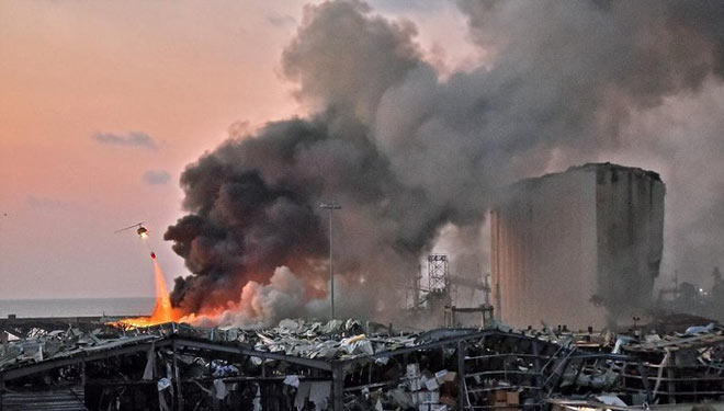 Ledakan di Beirut, Lebanon diduga karena amonium nitrat. (Foto: AFP/STR)