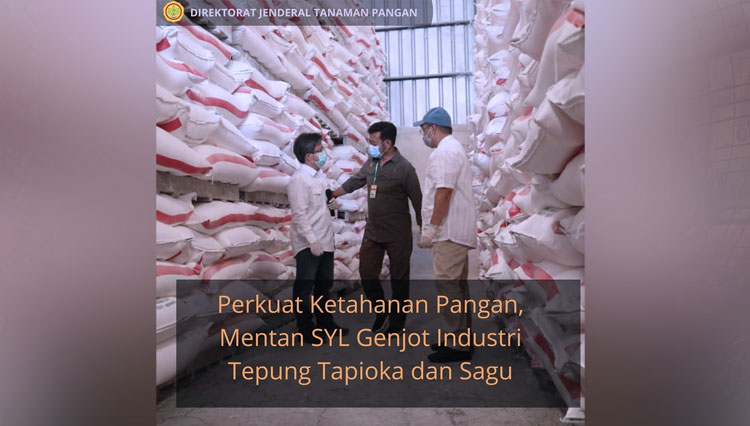 Kunjungan Mentan ke pabrik tepung tapioka dan sagu di Bangka Belitung, Sabtu (8/8/2020). (FOTO: Instagram Ditjen Tanaman Pangan) 