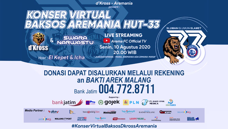 Konser virtual yang digelar untuk memperingati ultah ke-33 Arema FC (Foto : D'Kross)