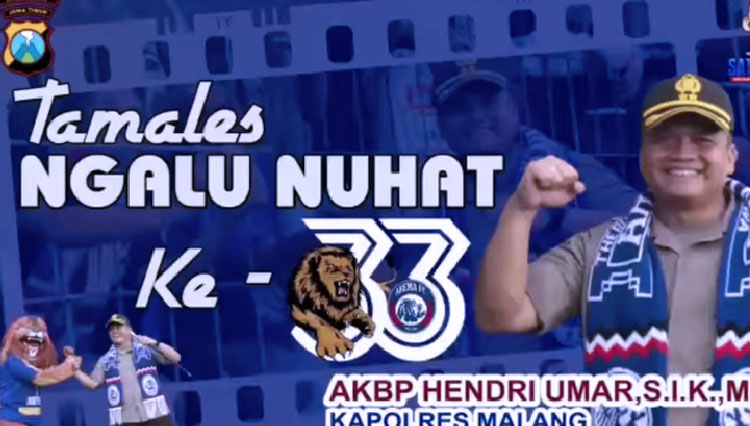 Kapolres Malang AKBP Hendri Umar saat menyampaikan ucapan selamat HUT 33 Arema melalui video. (Foto: tangkapan layar Instagram Arema FC official)