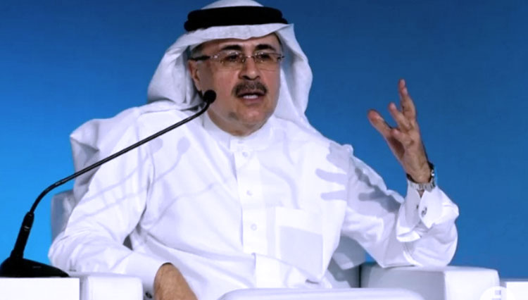 Kepala Eksekutif (CEO), Saudi Aramco, Amin Nasser saat mengelar konferensi pers virtual (FOTO: Antara)