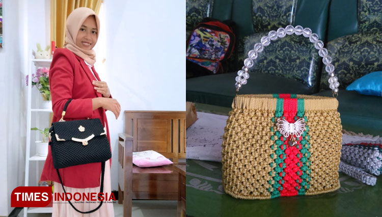 Knitted bags made by Sri Wahyuti of Karanglo Kidul Ponorogo. (Photo: Khoirul Nizam Muhammad/TIMES Indonesia)