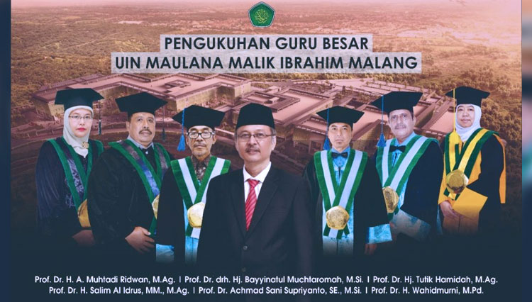 Pengukuhan enam Guru Besar UIN Malang. (Foto: Humas UIN Malang/TIMES Indonesia)
