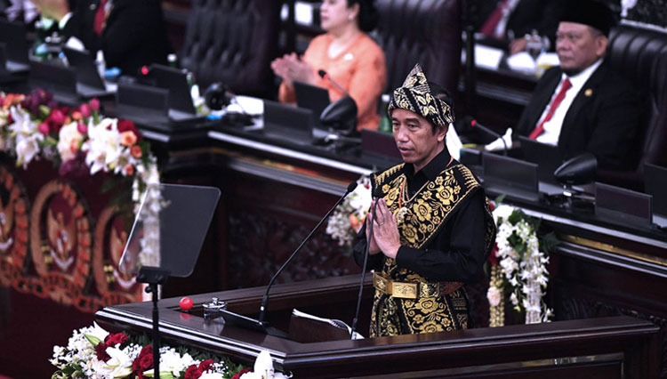 Presiden RI Jokowi di Sidang Tahunan MPR RI, Kompleks Parlemen, Senayan, Jakarta. (FOTO: ANTARA FOTO/AKBAR NUGROHO GUMAY)