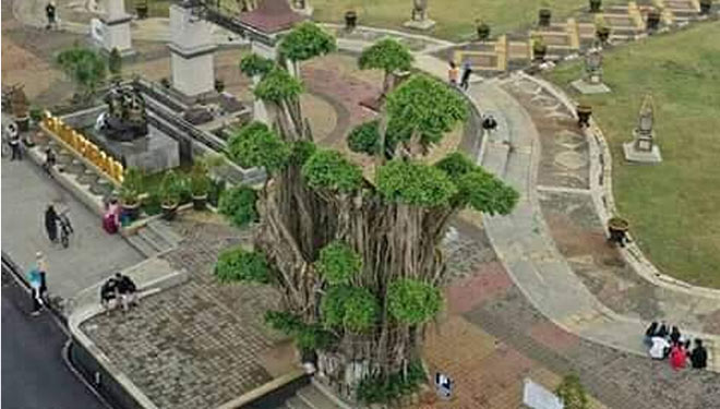 Bonsai berukuran super jumbo di Alun -Alun Banjarnegara Jawa Tengah. (FOTO: Facebook Banjarnegara Maju)