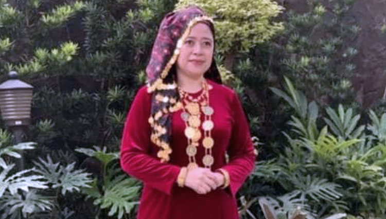 Ketua DPR RI Puan Maharani mengenakan Tekuluk Bai Bai, pakaian adat Jambi di Upacara HUT Kemerdekaan ke-75 RI, Istana Negara, Jakarta. (FOTO: sapajambe)