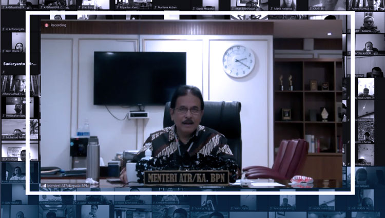 Diskusi Online Menteri ATR/Kepala BPN bersama GAMKI tentang RUU Cipta Karya. (Foto: atrbpn.go.id) 