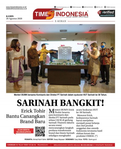 Edisi Kamis, 20 Agustus 2020: E-Koran, Bacaan Positif Masyarakat 5.0	
