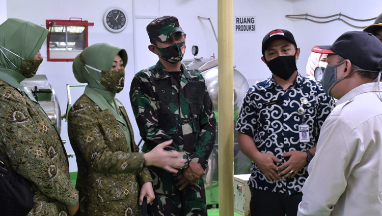 Dandim 0704/Banjarnegara Letkol Arh Sujeidi Faisal ST, M.Han beserta istri saat kunjungan ke Koramil Purwanegara dan UMKM Aneka Kripik Woyo Cafe. (FOTO: Pendim BNA for TIMES Indonesia)
