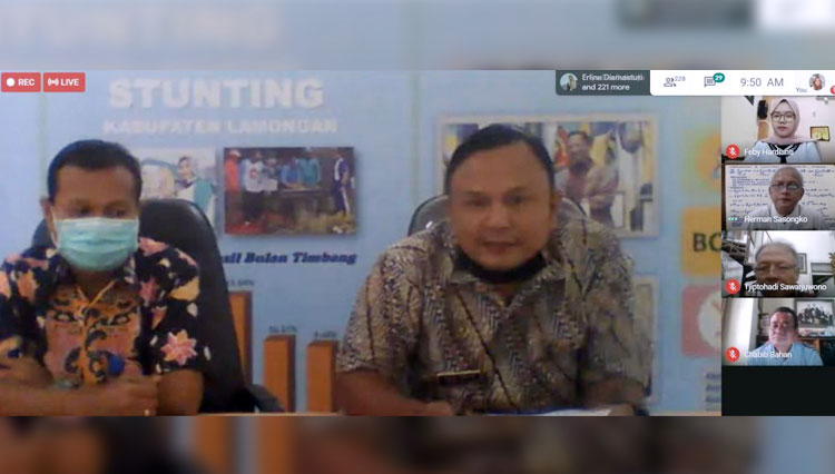 Sekretaris Bappeda Kab. Lamongan, Galih Yanuar M. P, SE, MSi. saat memberikan sambutan di pembukaan KKN Daring UISI. (FOTO: AJP TIMES Indonesia)