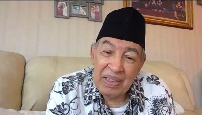 Quraish Shihab  dalam Webinar Nasional sekaligus Launching Majelis Mudzakarah Masjid Istiqlal. (FOTO: Screenshot)