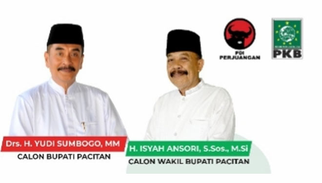 Foto Pasangan Cabup-Cawabup koalisI PDIP-PKB Pacitan, Yudi Sumbogo-Isyah Ansori (Foto/Fibi For TIMES Indonesia)