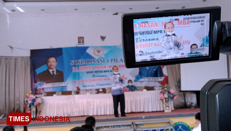 Wakil Ketua MPR RI, Syarief Hasan dalam kegiatan Sosialisasi Empat Pilar. (Foto: Nurhidayat/TIMES Indonesia)