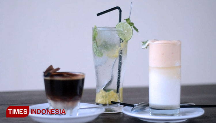Cinnamon Coffee, Mojito, and Dalgona Coffee, the new refreshing drinks of Bluebells Hotel Malang. (PHOTO: Adhitya Hendra/TIMES Indonesia)