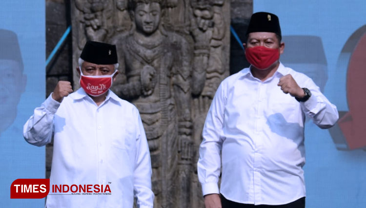 Pasangan SANDI saat deklarasi virtual. (Foto: Aditya Hendra/TIMES Indonesia)