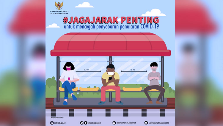 Infografis Kampanye Jaga Jarak dengan tetap menggunakan masker. (FOTO: Humas Setkab)