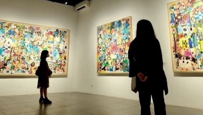 Seni lukis karya seniman asal Perancis Taher Jaoui yang dipamerkan di Tirtodipuran Link Yogyakarta. (FOTO: Maria Vita for TIMES Indonesia)