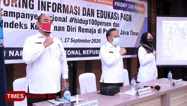 Monitoring Informasi dan Edukasi P4GN Kampanye Nasional #hidup100persen dan Pengukuran Indeks Ketahanan Diri Remaja. (FOTO: AJP TIMES Indonesia)