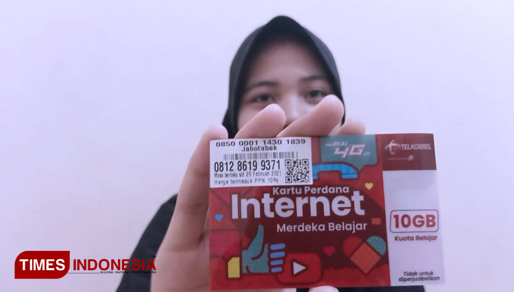 Kuota internet gratis dari Kemendikbud RI yang saat ini sudah diterima oleh beberapa pelajar di Jakarta. (FOTO: Moh Ramli/TIMES Indonesia)