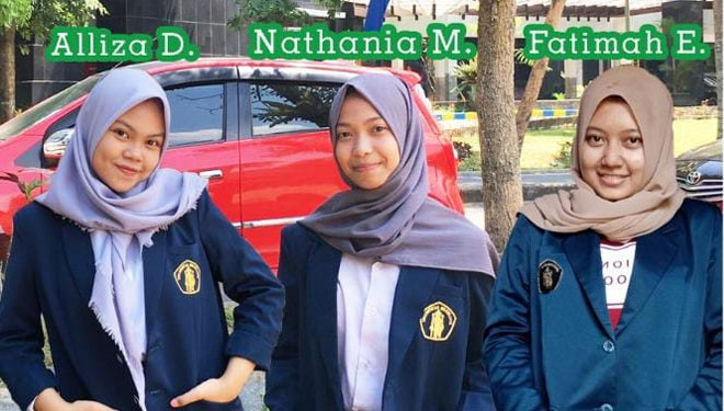 Tiga mahasiswi UB Malang yang meneliti sisi positif main game. (foto: FEB UB for TIMES Indonesia)