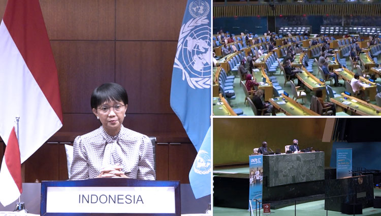 Menlu RI Retno Marsudi berpartisipasi pada pertemuan memperingati 75 Tahun berdirinya PBB. (Foto: Kemlu RI)