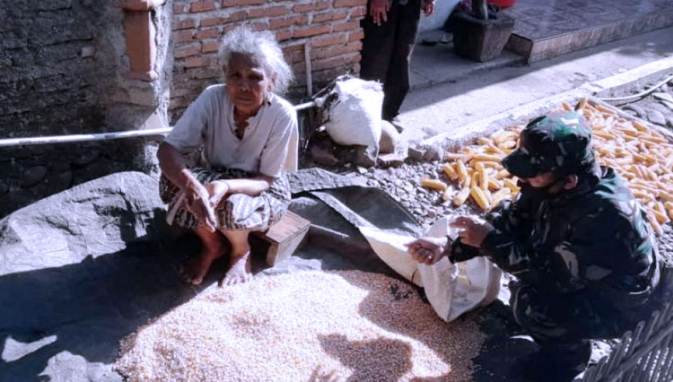 Mbah Temah (75), salah satu petani jagung asal Desa Kalinusu, Kecamatan Bumiayu, Kabupaten Brebes, Jawa Tengah (FOTO: ajp.TIMES Indonesia)