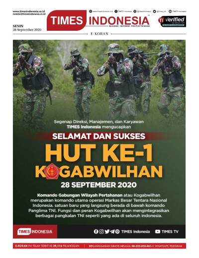 Edisi Senin, 28 September 2020: E-Koran, Bacaan Positif Masyarakat 5.0 