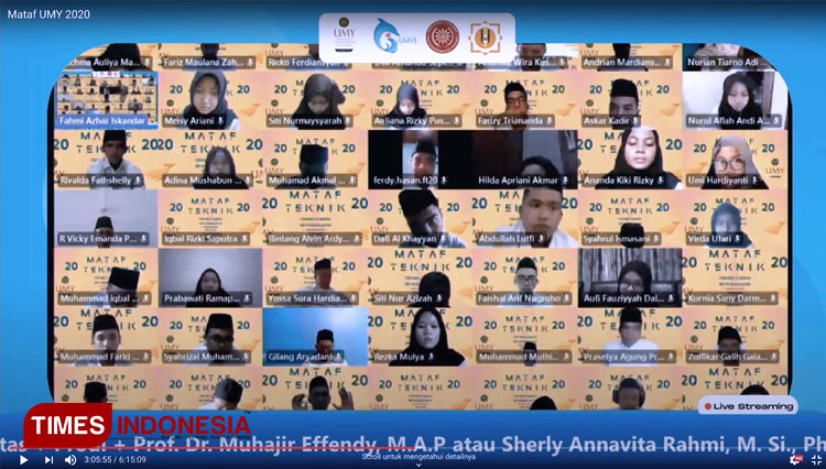 Sebanyak 5.711 mahasiswa baru UMY ketika mengikuti Masa Ta'aruf (Mataf) secara daring. (FOTO: UMY for TIMES Indonesia)