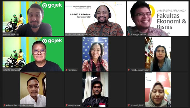 Jumpa Pers Virtual dengan tema Ekosistem Digital Gojek Dukung Ketahanan Ekonomi Kota Surabaya Melalui Kontribusi yang Berkelanjutan, Senin (5/10/2020). (Foto : Gojek Surabaya)