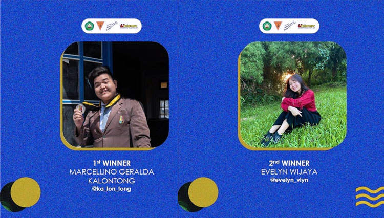 Juara pertama NATSOVOCOM 2020, Marchellino Geralda (kiri), Juara kedua NATSOVOCOM 2020, Evelyn Wijaya (kanan)