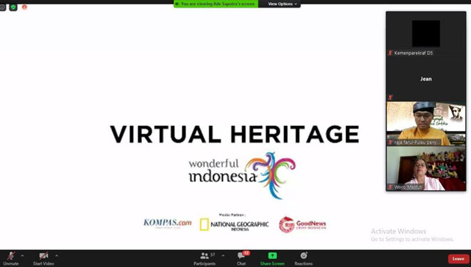 Traval Virtual Heritage, a virtual tour event to enliven Indonesian tourism. (PHOTO: Kemenparekraf RI)