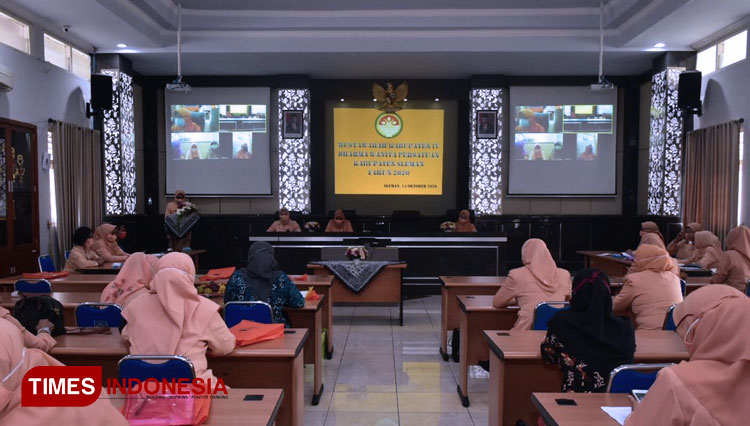 Dharma Wanita Persatuan (DWP) Kabupaten Sleman menggelar Musyawarah Kabupaten (Muskab) IV DWP Kabupaten Sleman, Rabu (14/10/2020). (Foto: Fajar Rianto/TIMES Indonesia)