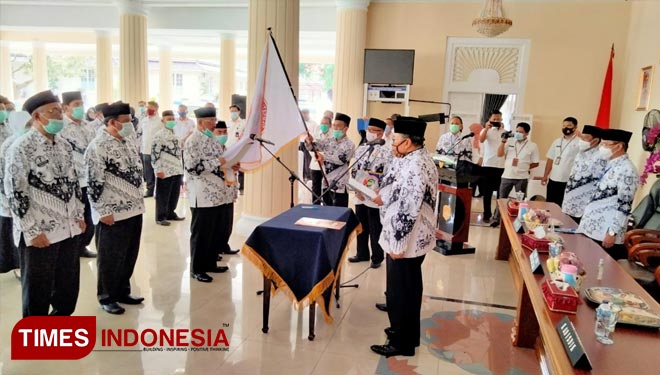 Pelantikan kepengurusan PGRI Kabupaten Majalengka, masa Bhakti XXII Tahun 2020-2025, PGRI Majalengka. (Foto: Diskominfo Majalengka for TIMES Indonesia)