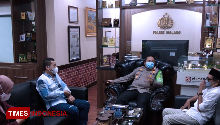 Panitia Duta Pancasila Kabupaten Malang saat audiens dengan Kapolres Malang AKBP Hendri Umar. (Foto : Binar Gumilang / TIMES Indonesia)