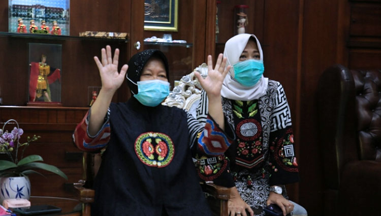 Wali Kota Surabaya Tri Rismaharini meresmikan secara virtual Kampung Pendidikan Kampunge Arek Suroboyo (KP KAS). (Foto: Humas Pemkot Surabaya for TIMES Indonesia)