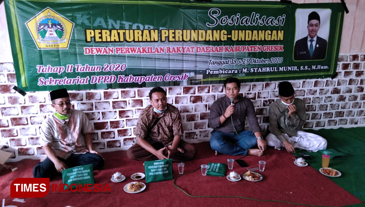M Syahrul Munir saat sosialisasi perda (Foto: Akmal/TIMES Indonesia)