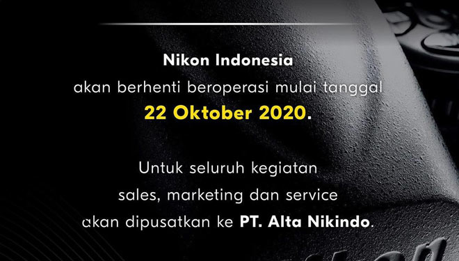 Infografis Nikon Indonesia yang sudah tidak beroperasi. (Foto: instagram Nikon Indonesia) 