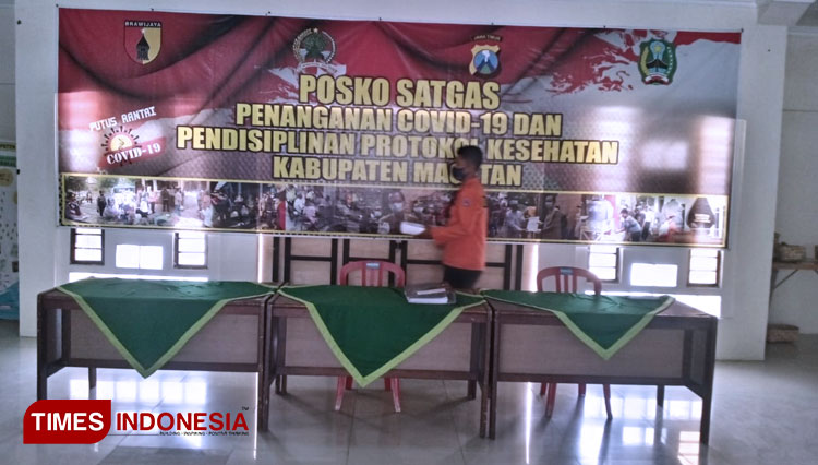 Posko Satgas Penanganan Covid-19 Magetan yang berada di kawasan Stadion Yosonegoro. (Foto: M Kilat Adinugroho/TIMES Indonesia)