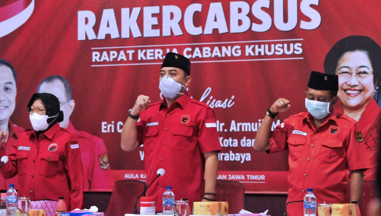 Rapat Kerja Cabang Khusus Surabaya, Jumat (23/10/2020). (Foto: PDIP for TIMES Indonesia)