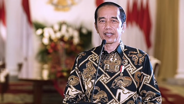 Presiden RI Jokowi saat memberikan sambutan untuk ulang tahun partai Golkar ke-56 yang disiarkan youtube sekretariat presiden pada Sabtu, (24/10/2020). (Foto: Tangkapan layar YouTube Sekretariat Presiden)