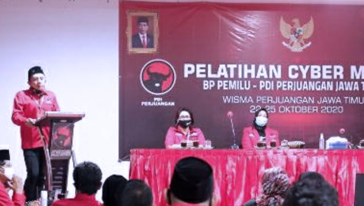 Suasana pembekalan Pasukan Cyber Media DPD PDI Perjuangan Jawa Timur. (Foto dok DPD PDI-Perjuangan Jatim )