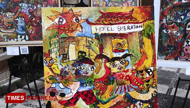 Sejumlah karya lukisan bernama Torres dipamerkan di Sheraton Mustika Yogyakarta. (FOTO: Hendro S.B/TIMES Indonesia)