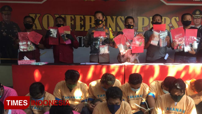 Polres Tuban saat Press Rilis pengungkapan kasus Narkoba, Jum'at, (30/10/2020)(Foto: Achmad Choirudin/TIMES Indonesia)