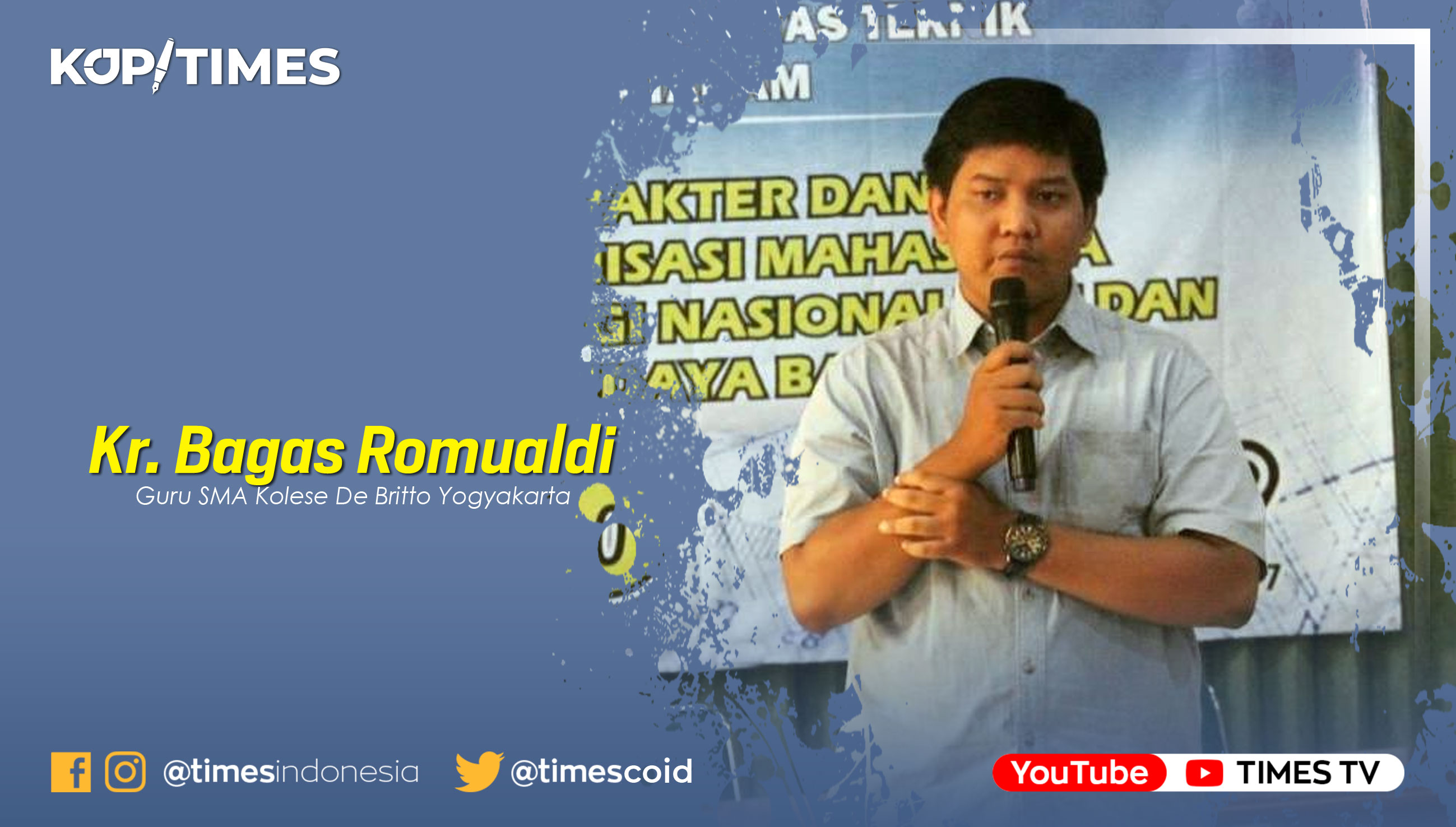 Kristoforus Bagas Romualdi, S.Pd; Guru di SMA Kolese De Britto Yogyakarta.