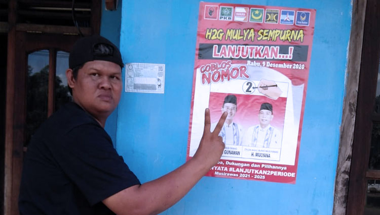 Pemuda Petunang menunjukkan dukungan kepada H2G di Pilbup Musi Rawas 2020. (FOTO: Dok Tim H2G Mulyana)