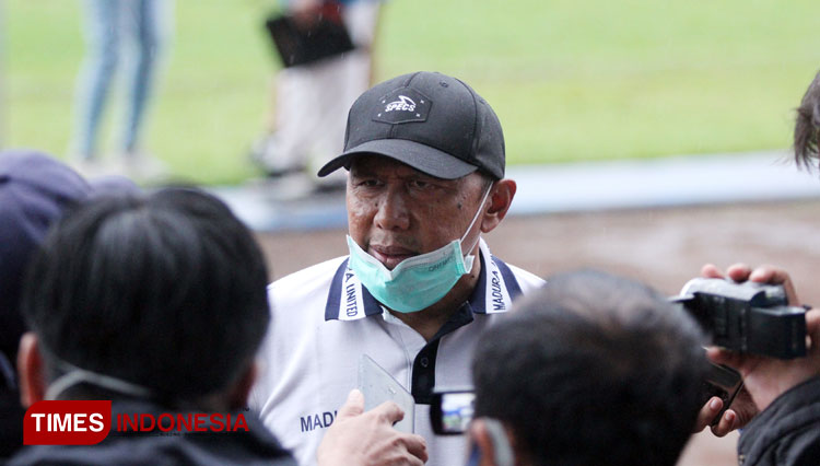 Manajer Madura United Rahmad Darmawan. (foto: Tria Adha/TIMES Indonesia)